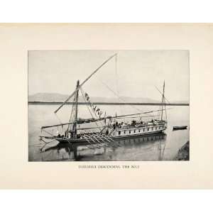 1904 Print Dahabieh River Nile Ancient Egypt Sailing Transportation 