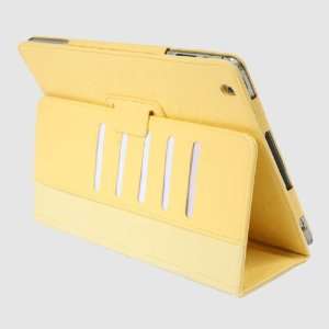  Yellow Synthetical Leather Case for iPad 2  Flip Folio 