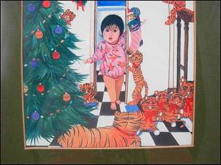 Vintage DANA TIGER Am INDIAN Framed PRINT Christmas  