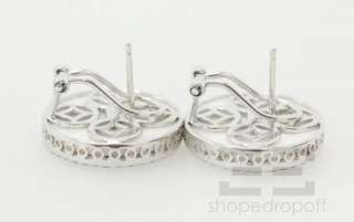   Rebecca White 14K Gold Round Art Deco Diamond & White Agate Earrings