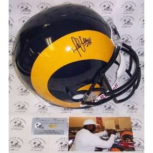  Signed Marshall Faulk Helmet   Full Size Riddell Throwback 