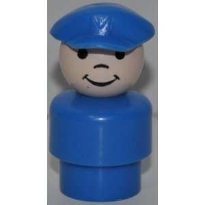  Vintage Little People Driver Pilot (Blue Hat, Blue Plastic 