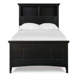   Panel Bookcase Bed with Two Storage Rails in Black