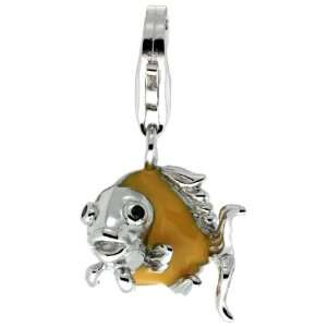 Sterling Silver Angel Fish Charm for Bracelet, 1/2 in. (13mm) tall 