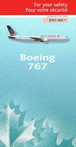 Air Canada Safety Card Boeing 767 B767 300 1 Tri fold  