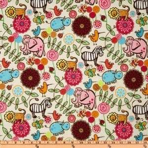  44 Wide Safari Party Animals Cream Fabric By The Yard 