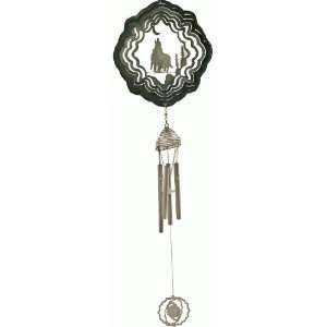 in 1 Wolf Spinning Wind Spinner with Windchime and a Small Hanging 