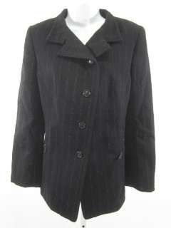 AKRIS Black Wool Brown Stripe Blazer Jacket Size 12  