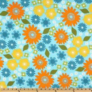  43 Wide Izzy Flannel Large Floral Summer Turquoise 