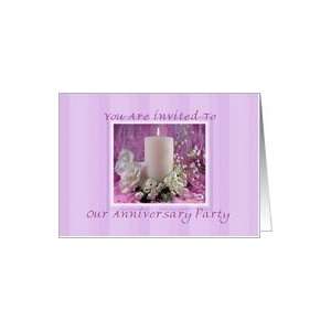  Invitations   Anniversary Party, Candle Flowers & confetti 