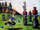 The Battle Over Easter Island Visionary Art by Leah Sau