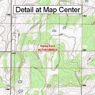   Topographic Quadrangle Map   Rocky Ford, Oklahoma (Folded/Waterproof