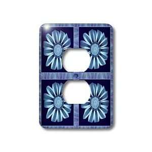   flowers with blue and purple flower petal border   Light Switch Covers