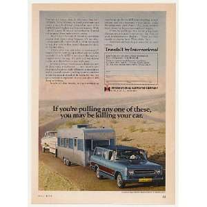  1970 International Harvester Travelall Pulls Camper Print 