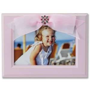   Pink Wood Picture Frame Pink Bow With Crystal Broach