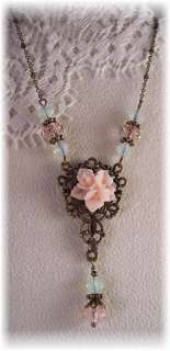 Floral Vintage Crystal Necklace   HisJewelsCreations Design