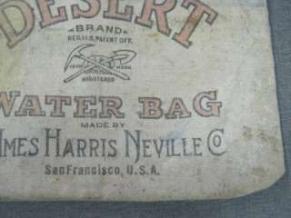 Vintage Antique Desert Water bag Ames Harris Neville car canteen 