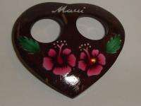 Maui Style Sarong Holder Coconut Shell Hibiscus Flower  