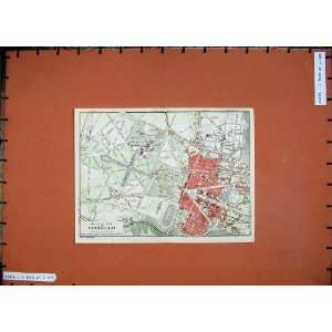  1907 Colour Map France Street Plan Versailles Trianon 