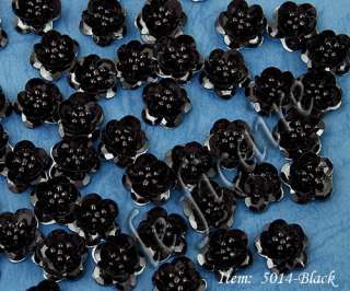 16 Black Sequins Beads Flower Sew On Dress Appliques  