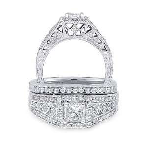  Womens Bridal Engagement Ring with Matching Wedding Band Two 2 Ring 