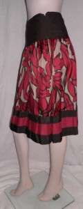 NEW PETER NYGARD SILK BLOUSE/SKIRT RED/BROWN OUTFIT 24W  