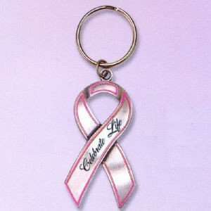  Pink Ribbon Key Ring   Celebrate Life