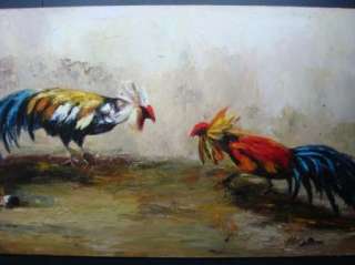 Virginia M Alford 1910  Texas Rooster Oil Painting Huge  