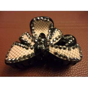  Light Brown with Black Crystals Hair Clip