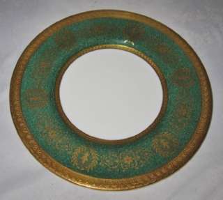 Coalport LADY ANNE Green Salad Plate, Gold Encrusted  