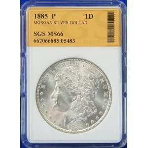  1885 P MS66 Morgan Silver Dollar SGS Graded Everything 