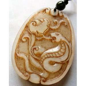  Chinese Old Jade Snake Longevity Ginseng Amulet Pendant 