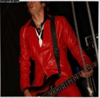 Mens Red Leather Blazer Jacket Custom Made Leather Jacket cuir rouge 