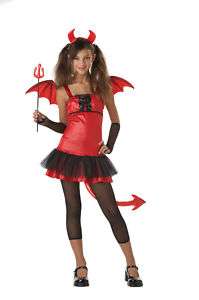 NEW Devil GRRRL Girls Child Tween 7pc Outfit Halloween Costume L   XL 