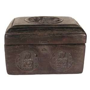 Tibetan Wood Dragon Crystals Box & Carved Buddhas 