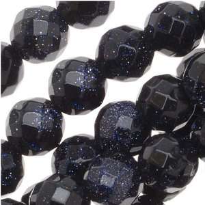  Dark Midnight Blue Goldstone 6mm Faceted Round Beads / 15 