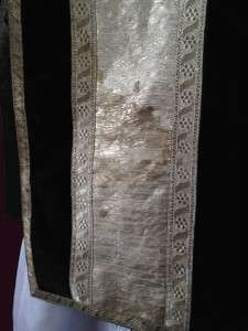 VESTMENT   Antique TUNICLE in BLACK and Cloth of Silver VERY SCARCE 