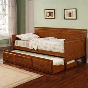  Twin Daybed With Trundle in Oak Finish by Coaster