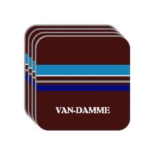 Personal Name Gift   VAN DAMME Set of 4 Mini Mousepad Coasters (blue 