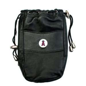   Los Angeles Angels Leather Valuables Pouch, Black