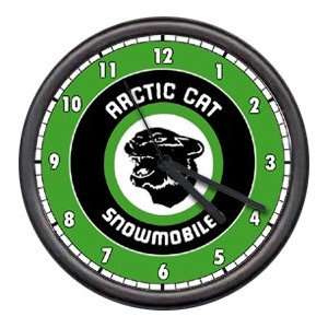  Arctic Cat Snowmobile Wall Clock   Green Black Cat head 