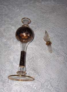 Vintage 4 Murano Venetian Crystal Glass Amber Purple Gold Perfume 