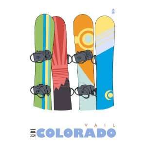  Vail, Colorado, Snowboards in the Snow Giclee Poster Print 
