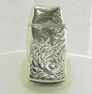 ANTIQUE VICTORIAN STERLING SILVER SEAWEED MATCH SAFE  