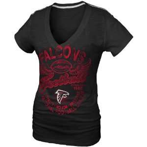  NFL Atlanta Falcons Ladies Gunner Glitz T Shirt   Black 