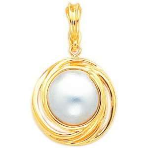    14K Yellow Gold Mabe Cultured Pearl Pendant Jewelry A Jewelry