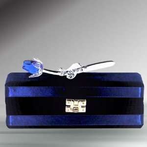  Crystal Figurines ~ Blue Rose in Gift Box