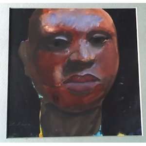 Egyptian Face, Original Gouache on Paper Painting By California Artist 