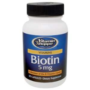 Vitamin Shoppe   Biotin, 5 mg, 120 capsules
