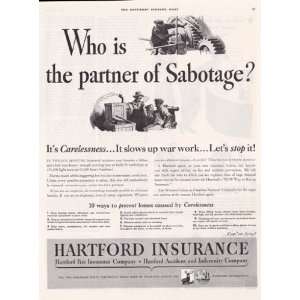  Hartford Insurance The Partner Of Sabotage 1942 Original 
